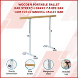 Wooden Portable Ballet Bar Stretch Barre Dance Bar 1.5M Freestanding Ballet Bar 834331
