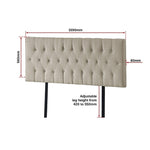 Linen Fabric King Bed Deluxe Headboard Bedhead - Beige V63-821483