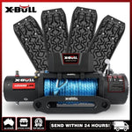 X-BULL 12000LB Electric Winch 12V Synthetic Rope with 4PCS Recovery Tracks Boards Gen3.0 Black V211-AUEB-XBEW006X1/RT009X2