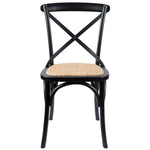 Aster Crossback Dining Chair Set of 2 Solid Birch Timber Wood Ratan Seat - Black V315-VOD-CAFE-03-2PC-KIT