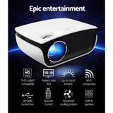 Devanti Portable Mini Video Projector 1080P Wifi Home Theater HDMI White VP-850-WIFI-WH