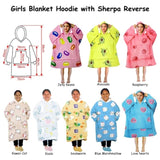Girls Comfy Warm Blanket Hoodie with Sherpa Fleece Reverse Love Hearts V442-ABR-BLANKET-GHOODIELOVEHEARTS-BLUE-SH