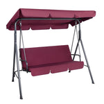 Gardeon Outdoor Swing Chair Garden Bench Furniture Canopy 3 Seater Wine Red GSC-BST-3S-WR