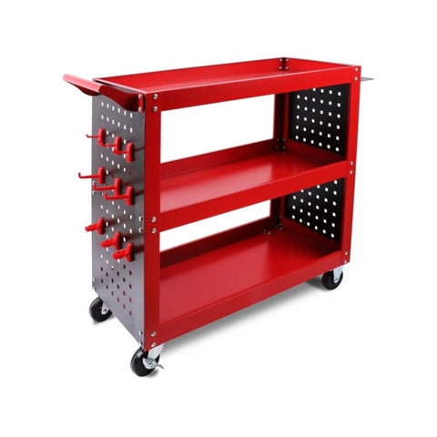 Red 3-Tier Tool Cart Storage Trolley Toolbox Workshop Garage Organiser 150kg Red V465-95240