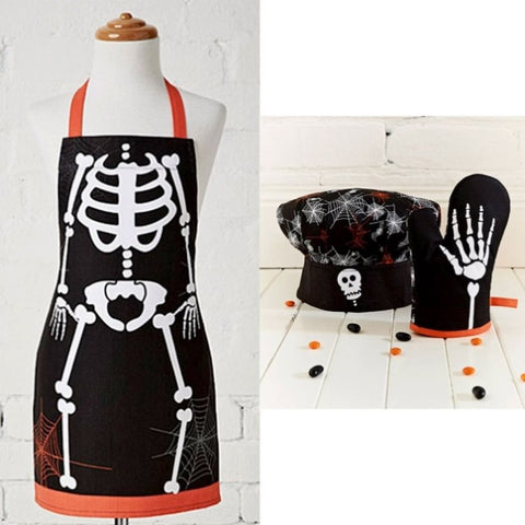 Cubby House Kids Set of 3 Skeleton Halloween Children Kids Kitchen Chef Set V442-LDE-MISC-SKELETONSETOF3-BLACK-SH