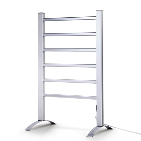 Devanti Electric Heated Towel Rail Rack 6 Bars with Timer Clothes Dry Warmer TW-C-F-ALUM-TM