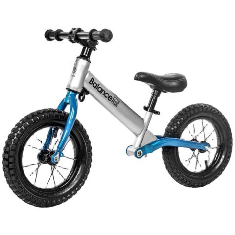 Bike Plus Kids Balance Bike Training Aluminium - Silver with Suspension - 12" Rubber Tyres - Foot V382-SILVERBALANCEBIKE