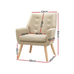 Artiss Fabric Dining Armchair - Beige UPHO-B-ARM04-BG