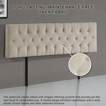 Linen Fabric King Bed Deluxe Headboard Bedhead - Beige V63-821483