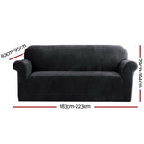 Artiss Sofa Cover Couch Covers 3 Seater Velvet Black SCOVER-VEL-3-BK