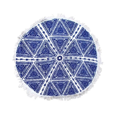 Zulu Triangle Blue 100% Cotton Round Beach Towel V442-ABR-TOWEL-ZULUTRIANGLE-BLUE-RD