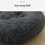 Dog Pet Cat Calming Bed Warm Plush Round Nest Comfy Sleeping Bed Dark Grey 90cm V360-PTDB0000-DG-L