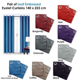 Pair of Blockout Embossed Eyelet Leaf Curtains Grey V442-ABR-CURTAIN-LEAFEYELET-GREY-RE