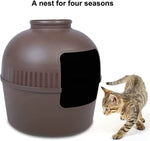 YES4PETS Multifunctional Cat Litter Box Pet Cat House Semi-Enclosed Brown V278-BP292-CAT-HOUSE-BROWN