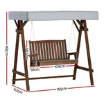 Gardeon Outdoor Wooden Swing Chair Garden Bench Canopy Cushion 2 Seater Charcoal ODF-GSC-W2S-CC-AB