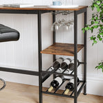 VASAGLE Bar Table with Wine Glass Holder and Bottle Rack LBT013B01 V227-9101101033471