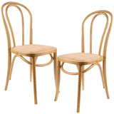 Azalea Arched Back Dining Chair Set of 2 Solid Elm Timber Wood Rattan Seat - Oak V315-VOD-WYAT-01-2PC-KIT