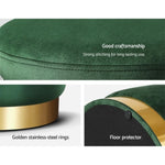 Artiss Ottoman Storage Foot Stool Round Velvet Green FS-B-673-VEL-GN