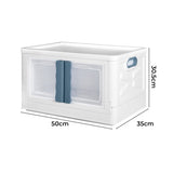 Storage Box Stackable Container 45L Clear Plastic Wardrobe Organiser Two Opening SO1021-38-BL
