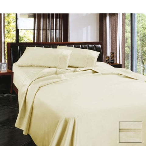 Ramesses 1450TC Egyptian Cotton Sateen Sheet Set Cream King V442-KIT-SHEETS-1450TCEGYPTIANCOTTON-CREAM-KI