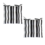 Set of 2 Outdoor Polyester Striped Chair Pads 40 x 40cm White Black V442-IDC-CUSHION-POLYCHAIRPAD-WHITEBLACK-SQ