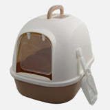 YES4PETS Portable Hooded Cat Toilet Litter Box Tray House with Handle and Scoop Brown V278-MSP-0009-LIGHT-BROWN