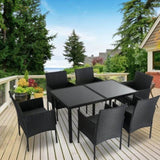 Outdoor Minimalist Black Wicker 6-Seater Dining Set V264-OTF-527S-BLK