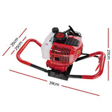 Giantz 66CC Post Hole Digger Motor Only Petrol Engine Red DI-ST-RDBK