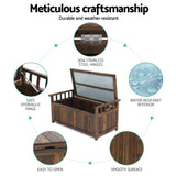 Gardeon Outdoor Storage Bench Box Wooden Garden Toy Tool Shed Patio Furniture Charcoal ODF-OSB-WDL-CC