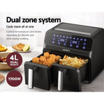 Devanti Air Fryer 8L Dual Zone Fryers AF-K-J-NA8D-BK