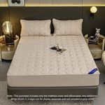 SOGA Beige 153cm Wide Mattress Cover Thick Quilted Stretchable Bed Spread Sheet Protector with BCOVER4001