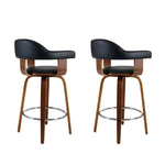 Artiss 2x Bar Stools Leather Seat Wooden Legs BA-TW-8036-BKX2