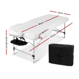 Zenses Massage Table 75cm Portable 2 Fold Aluminium Beauty Bed Black MT-ALUM-2FOLD-BK-75