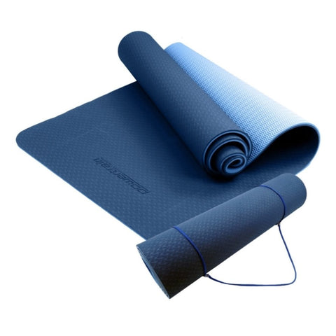 Powertrain Eco-Friendly TPE Pilates Exercise Yoga Mat 8mm - Dark Blue YM-TPE-DHG-DBU