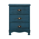 Artiss Bedside Table 3 Drawers Vintage - THYME Blue ST-CAB-B-VIN3D-BU