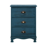 Artiss Bedside Table 3 Drawers Vintage - THYME Blue ST-CAB-B-VIN3D-BU