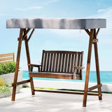 Gardeon Outdoor Wooden Swing Chair Garden Bench Canopy Cushion 2 Seater Charcoal ODF-GSC-W2S-CC-AB