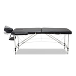 Zenses Massage Table 55cm Portable 2 Fold Aluminium Beauty Bed Black MT-ALUM-2FOLD-BK-55