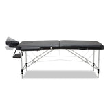 Zenses Massage Table 55cm Portable 2 Fold Aluminium Beauty Bed Black MT-ALUM-2FOLD-BK-55