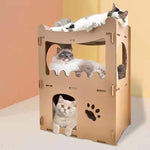 YES4PETS Cat Cardboard House Tower Condo Scratcher Pet Post Furniture Double Storey V278-FH-0001-CARBORD-HOUSE