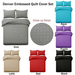 Designer Selection Denver Embossed Quilt Cover Set Black King V442-GHT-QUILTCS-DENVEREMBOSSED-BLACK-KI