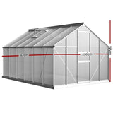 Greenfingers Greenhouse 3.6x2.5x1.95M Aluminium Polycarbonate Green House Garden Shed GH-ALU-C-362X250-AB