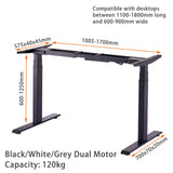 Standing Desk Height Adjustable Sit Stand Motorised Grey Dual Motors Frame Only V255-FRAMEDMGREY