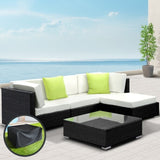 Gardeon 5-Piece Outdoor Sofa Set Wicker Couch Lounge Setting Cover FF-SOFA-BK-5PC-AB