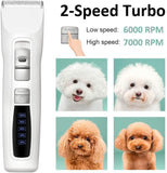 YES4PETS Pet Electric Dog Pet Clipper Kit Blade Set Cat Animal Hair Grooming Cordless White V278-PHC-720B-WHITE