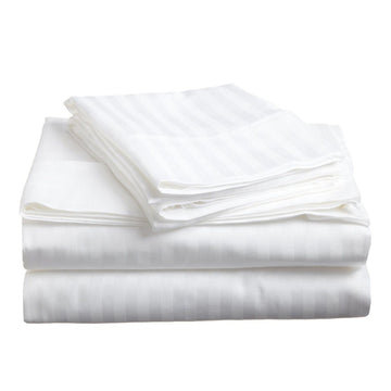 soft stripe microfibre sheet set queen white V517-MFSP-QW