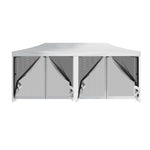 Instahut Gazebo Pop Up Marquee 3x6m Wedding Party Outdoor Camping Tent Canopy Shade Mesh Wall White GAZEBO-POP-M-FG-3X6-WH