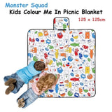 Happy Kids Monster Squad Colour Me In Picnic Blanket 125 x 125 cm V442-HIN-BLANKET-MONSTERSQUADPICNIC-WHITE-SQ