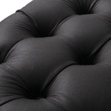 Contemporary Black Leather-look Ottoman with Button V264-OTM-802L-BLK