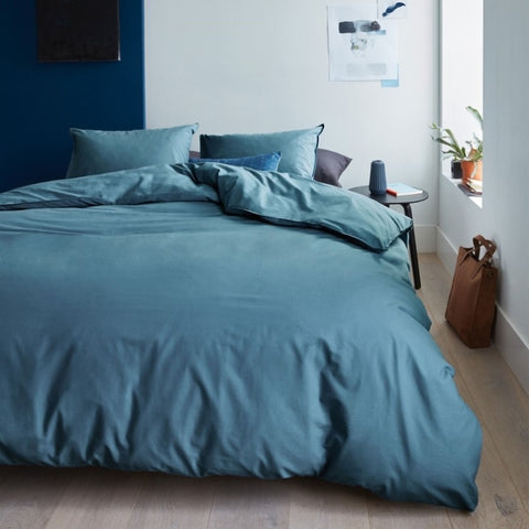 Bedding House Organic Cotton Basic Blue Grey Quilt Cover Set King V442-HIN-QUILTCS-ORGANICCOTTON-BLUEGREY-KI